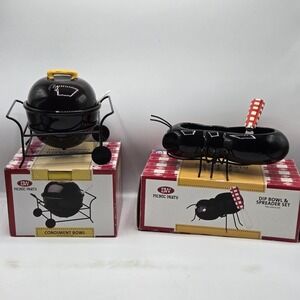 Boston Warehouse Picnic Party Set Of 2 Dip Bowl & Spreader Set & Condiment Bowl
